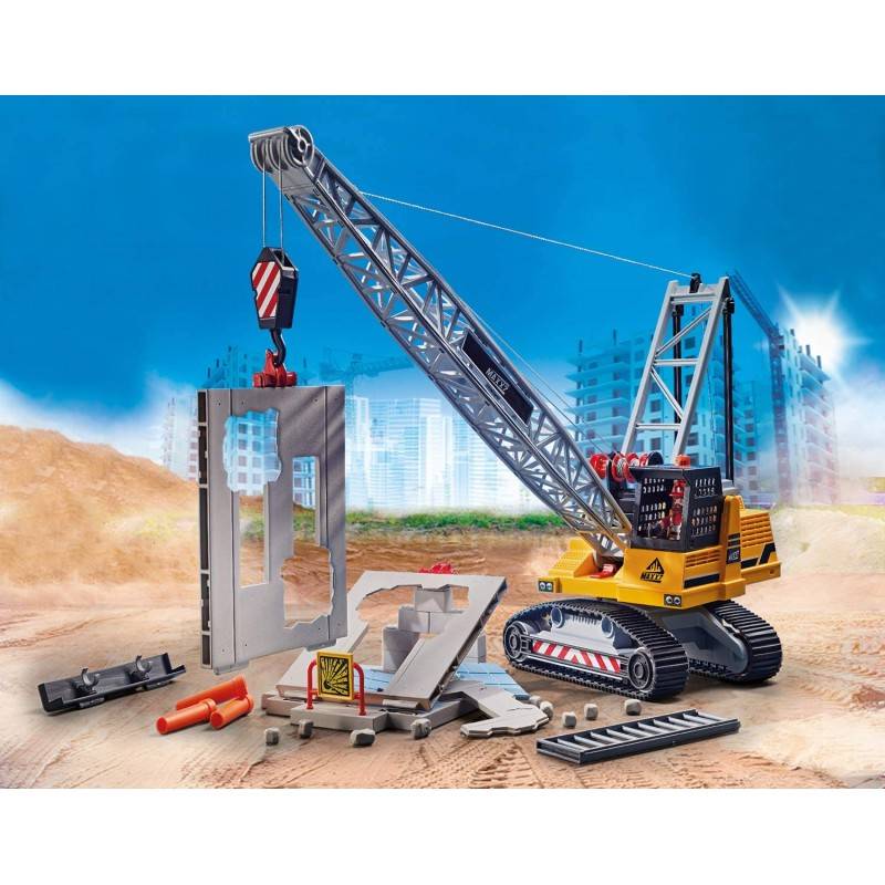 Playmobil 70442 City Action Construction Demolition Crane With Working Winch